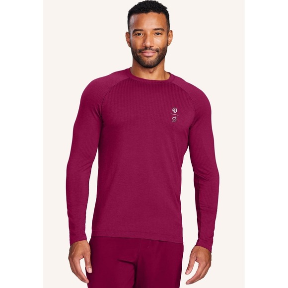 Lululemon Men Size XL Burgundy Wine Peloton Long Sleeve Metal Vent Tech Shirt